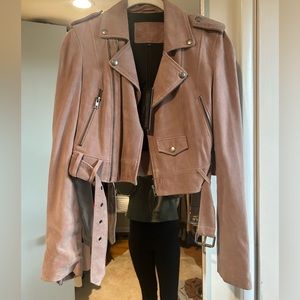 Mauve suede moto jacket